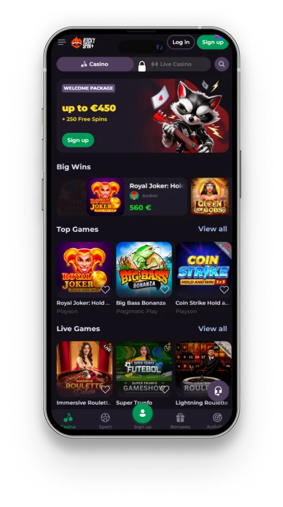 Rockyspin Casino App